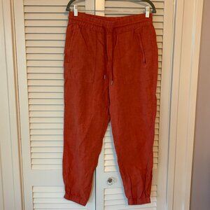 Athleta women's linen jogger pants 6 orange pink salmon